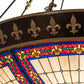 Meyda Lighting Fleur-de-lis 62" 20-Light Copper Vein & Gold Inverted Pendant Light With Multi-Colored Shade Glass