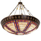 Meyda Lighting Fleur-de-lis 62" 20-Light Copper Vein & Gold Inverted Pendant Light With Multi-Colored Shade Glass