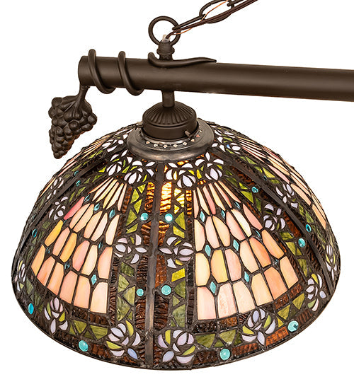 Meyda Lighting Fleur-de-lis 65" 3-Light Oil Rubbed Bronze Island Pendant Light With Multi-Colored Shade Glass