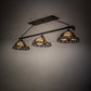 Meyda Lighting Fleur-de-lis 65" 3-Light Oil Rubbed Bronze Island Pendant Light With Multi-Colored Shade Glass