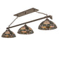 Meyda Lighting Fleur-de-lis 65" 3-Light Oil Rubbed Bronze Island Pendant Light With Multi-Colored Shade Glass