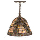 Meyda Lighting Fleur-de-lis 65" 3-Light Oil Rubbed Bronze Island Pendant Light With Multi-Colored Shade Glass