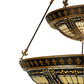 Meyda Lighting Fleur-de-lis 65165 45" 14-Light 2-Tier Mahogany Bronze Inverted Pendant Light With Multi-Colored Shade Glass