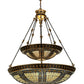 Meyda Lighting Fleur-de-lis 65165 45" 14-Light 2-Tier Mahogany Bronze Inverted Pendant Light With Multi-Colored Shade Glass
