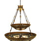 Meyda Lighting Fleur-de-lis 65165 45" 14-Light 2-Tier Mahogany Bronze Inverted Pendant Light With Multi-Colored Shade Glass