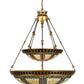 Meyda Lighting Fleur-de-lis 65165 45" 14-Light 2-Tier Mahogany Bronze Inverted Pendant Light With Multi-Colored Shade Glass