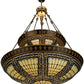 Meyda Lighting Fleur-de-lis 65165 45" 14-Light 2-Tier Mahogany Bronze Inverted Pendant Light With Multi-Colored Shade Glass