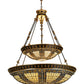 Meyda Lighting Fleur-de-lis 65165 45" 14-Light 2-Tier Mahogany Bronze Inverted Pendant Light With Multi-Colored Shade Glass