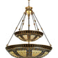 Meyda Lighting Fleur-de-lis 65165 45" 14-Light 2-Tier Mahogany Bronze Inverted Pendant Light With Multi-Colored Shade Glass