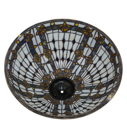Meyda Lighting Fleur-de-lis 66377 16" Multi-Colored Shade Glass