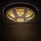 Meyda Lighting Fleur-de-lis 80" 12-Light Copper Vein & Gold Flush Mount Light With Multi-Colored Stained Shade Glass