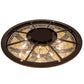 Meyda Lighting Fleur-de-lis 80" 12-Light Copper Vein & Gold Flush Mount Light With Multi-Colored Stained Shade Glass