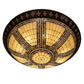 Meyda Lighting Fleur-de-lis 80" 12-Light Copper Vein & Gold Flush Mount Light With Multi-Colored Stained Shade Glass