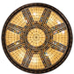 Meyda Lighting Fleur-de-lis 80" 12-Light Copper Vein & Gold Flush Mount Light With Multi-Colored Stained Shade Glass