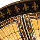Meyda Lighting Fleur-de-lis 80" 12-Light Copper Vein & Gold Flush Mount Light With Multi-Colored Stained Shade Glass