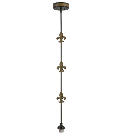Meyda Lighting Fleur-de-lite 12" Copper Vein & Gold Pendant Light With Multi-Colored Shade Glass