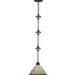 Meyda Lighting Fleur-de-lite 12" Copper Vein & Gold Pendant Light With Multi-Colored Shade Glass