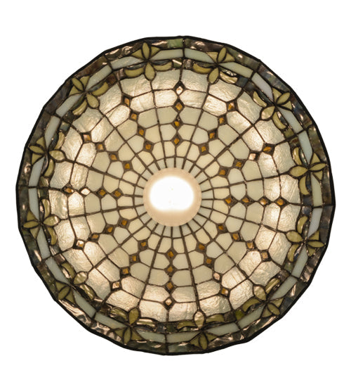 Meyda Lighting Fleur-de-lite 12" Copper Vein & Gold Pendant Light With Multi-Colored Shade Glass