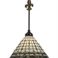 Meyda Lighting Fleur-de-lite 12" Copper Vein & Gold Pendant Light With Multi-Colored Shade Glass