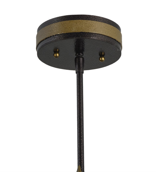 Meyda Lighting Fleur-de-lite 12" Copper Vein & Gold Pendant Light With Multi-Colored Shade Glass
