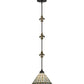 Meyda Lighting Fleur-de-lite 12" Copper Vein & Gold Pendant Light With Multi-Colored Shade Glass