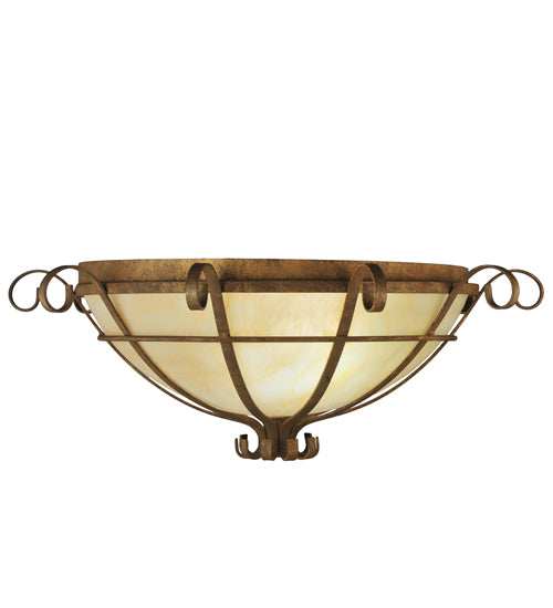 Meyda Lighting Florentine 24" 2-Light Pompeii Gold Flush Mount Light With Beige Sahara Taupe Idalight Shade