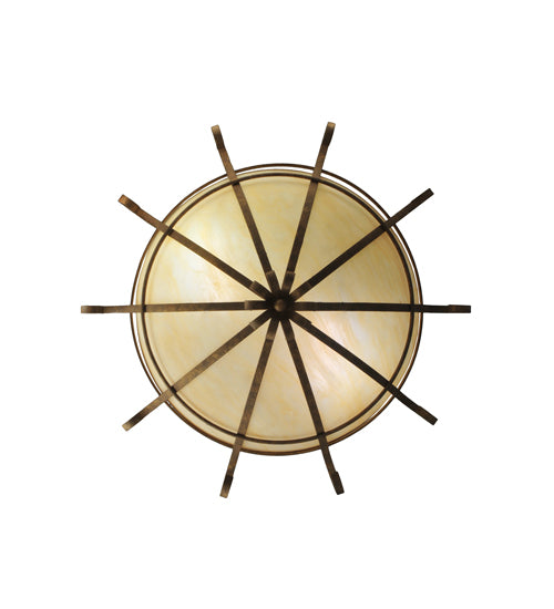 Meyda Lighting Florentine 24" 2-Light Pompeii Gold Flush Mount Light With Beige Sahara Taupe Idalight Shade