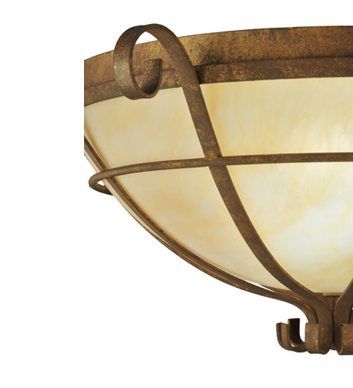 Meyda Lighting Florentine 24" 2-Light Pompeii Gold Flush Mount Light With Beige Sahara Taupe Idalight Shade