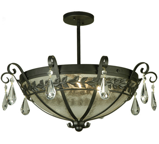 Meyda Lighting Florentine 24" 3-Light Blackwash Semi-flush Mount Ceiling Light With Clear Seeded Shade Glass