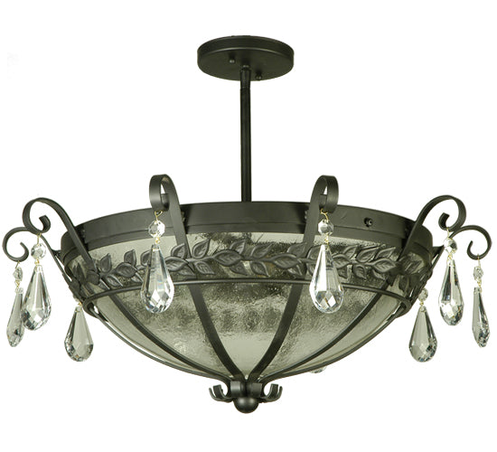 Meyda Lighting Florentine 24" 3-Light Blackwash Semi-flush Mount Ceiling Light With Clear Seeded Shade Glass