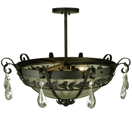 Meyda Lighting Florentine 24" 3-Light Blackwash Semi-flush Mount Ceiling Light With Clear Seeded Shade Glass