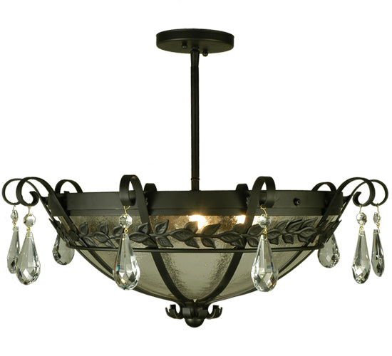 Meyda Lighting Florentine 24" 3-Light Blackwash Semi-flush Mount Ceiling Light With Clear Seeded Shade Glass