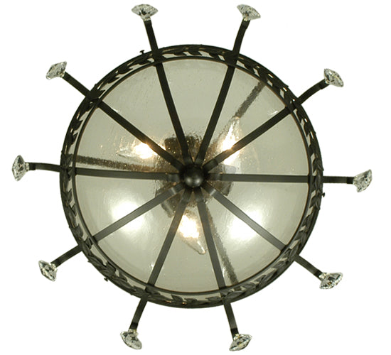 Meyda Lighting Florentine 24" 3-Light Blackwash Semi-flush Mount Ceiling Light With Clear Seeded Shade Glass