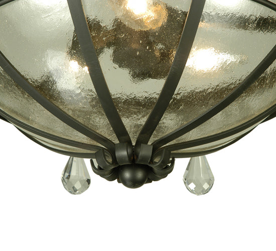 Meyda Lighting Florentine 24" 3-Light Blackwash Semi-flush Mount Ceiling Light With Clear Seeded Shade Glass
