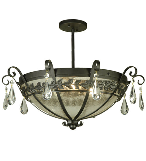Meyda Lighting Florentine 24" 3-Light Blackwash Semi-flush Mount Ceiling Light With Clear Seeded Shade Glass