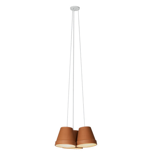 Meyda Lighting Flower Pot 20" 3-Light Matte White Pendant Light With Brown Terracotta Shade