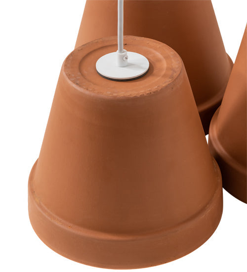 Meyda Lighting Flower Pot 20" 3-Light Matte White Pendant Light With Brown Terracotta Shade