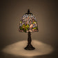 Meyda Lighting Flowering Lotus 15" Mahogany Bronze Mini Table Lamp With Multi-Colored Shade Glass