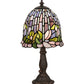Meyda Lighting Flowering Lotus 15" Mahogany Bronze Mini Table Lamp With Multi-Colored Shade Glass