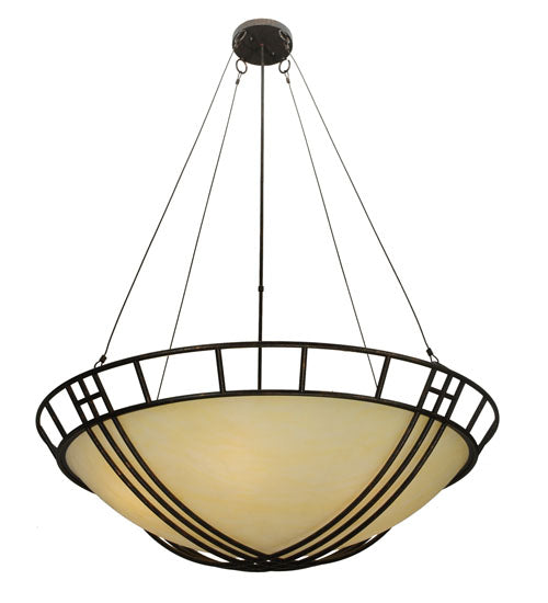 Meyda Lighting Flowing Cross 48" 6-Light Copper Rust Inverted Pendant Light With Botticino Idalight Shade