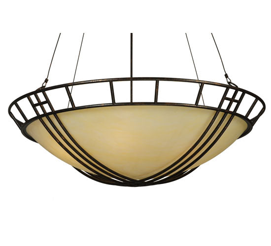 Meyda Lighting Flowing Cross 48" 6-Light Copper Rust Inverted Pendant Light With Botticino Idalight Shade