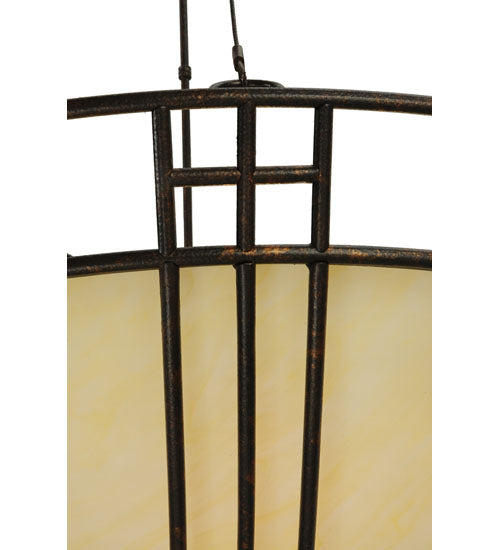 Meyda Lighting Flowing Cross 48" 6-Light Copper Rust Inverted Pendant Light With Botticino Idalight Shade