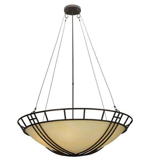 Meyda Lighting Flowing Cross 48" 6-Light Copper Rust Inverted Pendant Light With Botticino Idalight Shade