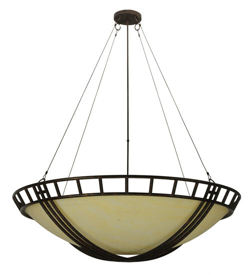 Meyda Lighting Flowing Cross 60" 12-Light Copper Rust Inverted Pendant Light With Provostone Idalight Shade