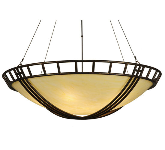 Meyda Lighting Flowing Cross 60" 12-Light Copper Rust Inverted Pendant Light With Provostone Idalight Shade
