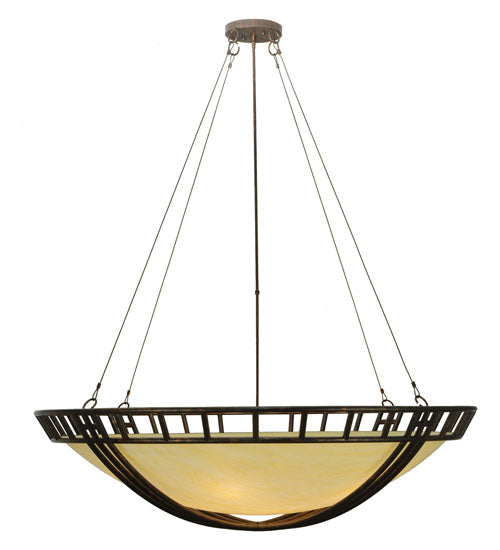 Meyda Lighting Flowing Cross 60" 12-Light Copper Rust Inverted Pendant Light With Provostone Idalight Shade