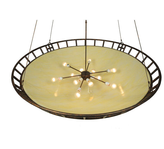 Meyda Lighting Flowing Cross 60" 12-Light Copper Rust Inverted Pendant Light With Provostone Idalight Shade