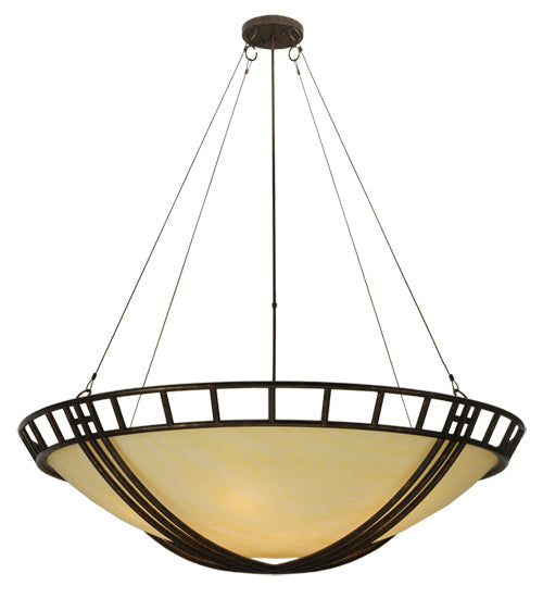 Meyda Lighting Flowing Cross 60" 12-Light Copper Rust Inverted Pendant Light With Provostone Idalight Shade