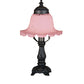 Meyda Lighting Fluted Bell 13" Mahogany Bronze Mini Table Lamp With Pink Shade Glass