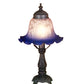 Meyda Lighting Fluted Bell 13" Mahogany Bronze Mini Table Lamp With White & Blue Shade Glass